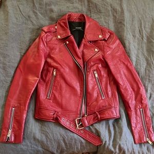 Zara Red Faux Leather Jacket - size S